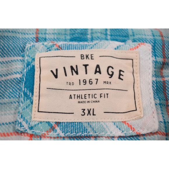 BKE Vintage Athletic Fit Western Pearl Snap Shirt Mens 3XL Short Sleeve Flannel - Picture 11 of 13